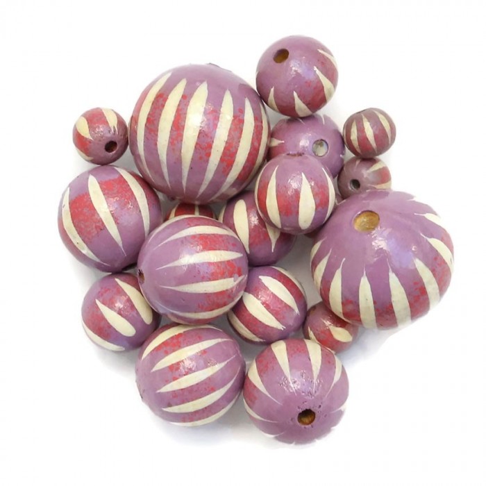 Zebra Wooden beads - Zebra - Lilac Babachic by Moodywood