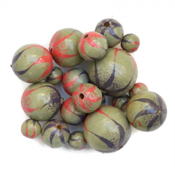 Zebra Wooden beads - Zebra - Lilac, pink and grey Babachic by Moodywood