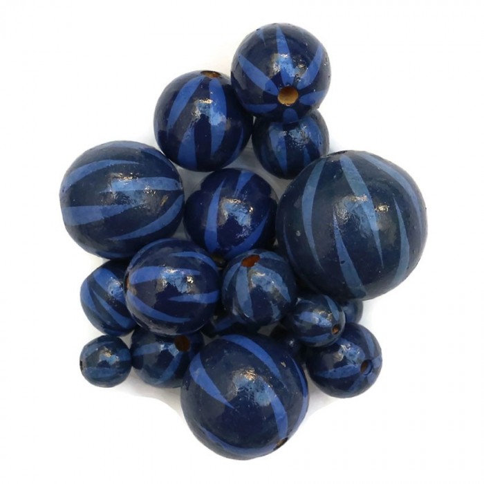 Zebra Wooden beads - Zebra - Dark blue Babachic by Moodywood