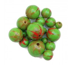Zebra Wooden beads - Zebra - Red and green Babachic by Moodywood