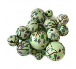 Fleurs Perle en bois - Grimpante - Vert et violet Babachic by Moodywood