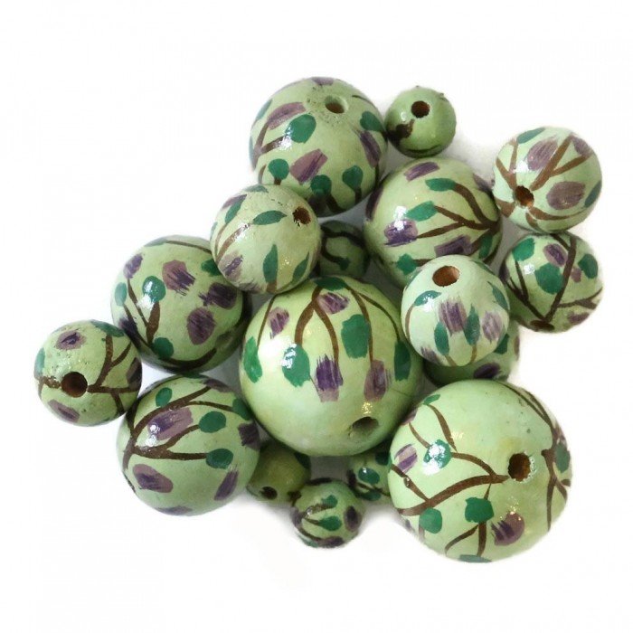 Flores Cuentas de madera - Grimpante - Verde y morado Babachic by Moodywood