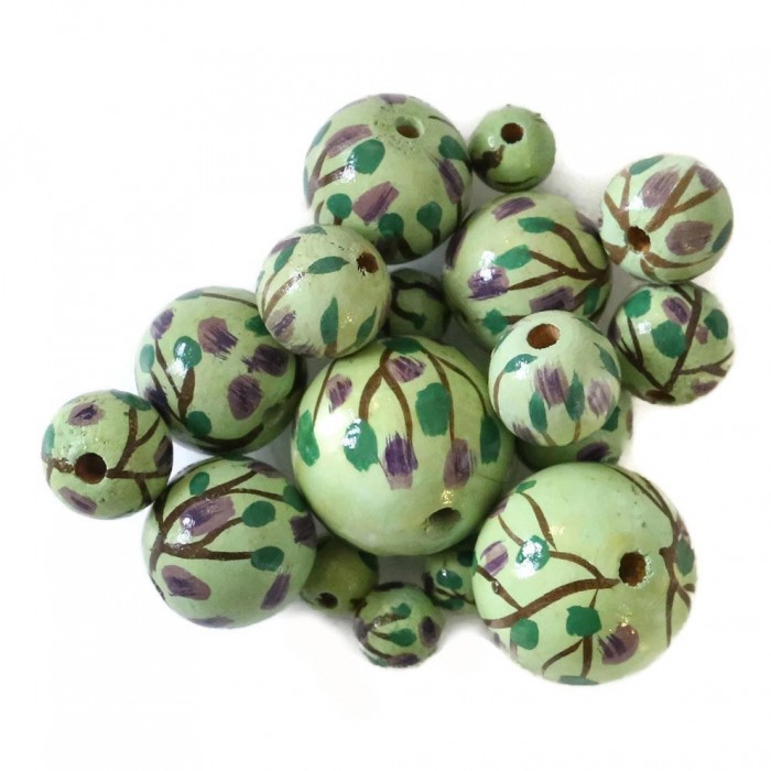 Fleurs Perle en bois - Grimpante - Vert et violet Babachic by Moodywood