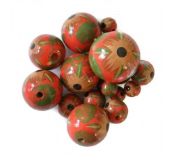 Flowers Wooden beads - Hibiscus - Red and green Babachic by Moodywood