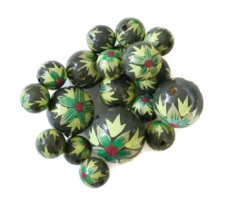 Flowers Wooden beads - Flame - Green kaki Babachic by Moodywood