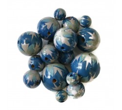 Flowers Wooden beads - Flame - Blue and grey Babachic by Moodywood
