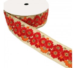 Ribbons Indian trimming - Marguerite - Red - 45 mm