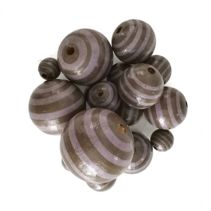 Stripes Wooden beads - Stipes - Brown and purple Babachic by Moodywood