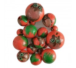 Animaux Perles en bois - Hibou - Orange et vert Babachic by Moodywood