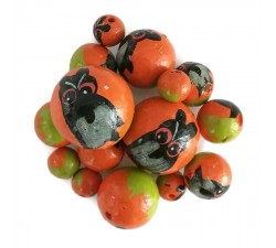 Animals Wooden beads - Owl - Orange and black Babachic by Moodywood