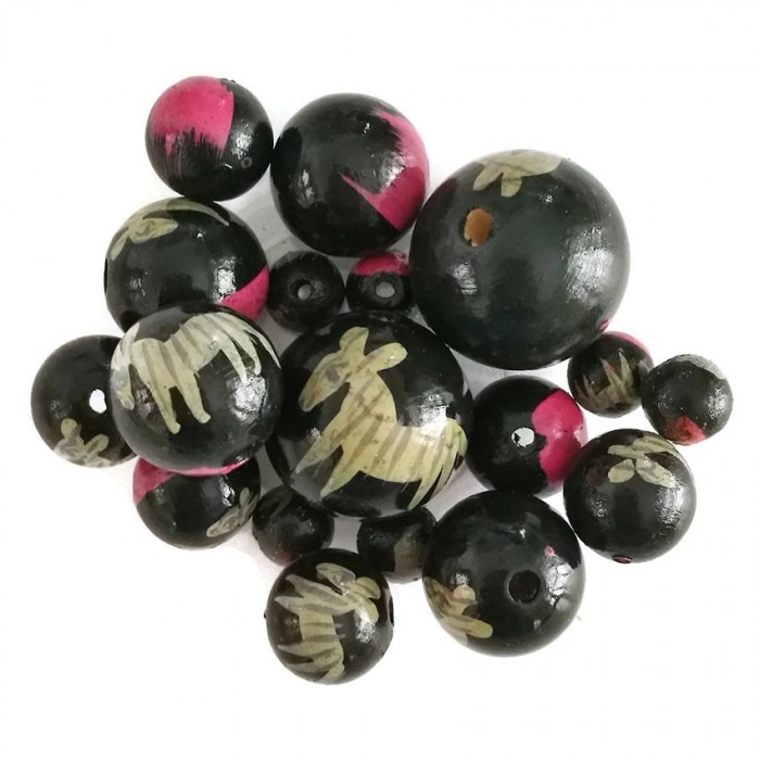 Animaux Perles en bois - Zèbre - Noir et rose Babachic by Moodywood