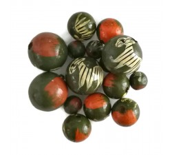 Animals Wooden beads - Zebra - Green and coral Babachic by Moodywood