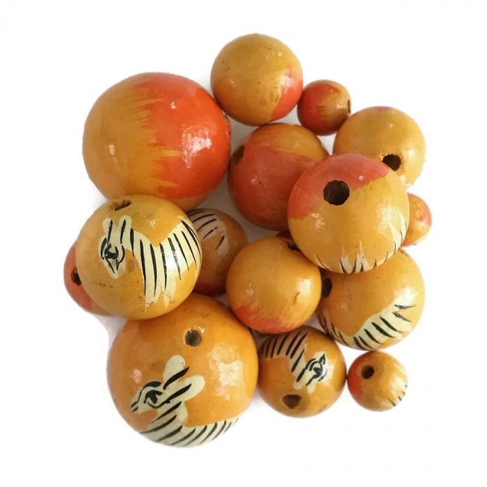 Animals Wooden beads - Zebra - Yellow Babachic by Moodywood