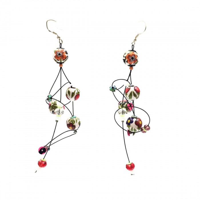 Earrings Ellipse earrings 9 cm - Flower - Splash Babachic by Moodywood