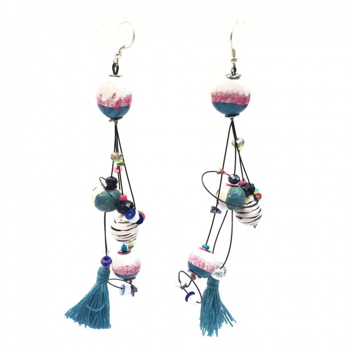 Earrings Pampille earrings 12 cm - Zebra - Splash Babachic by Moodywood