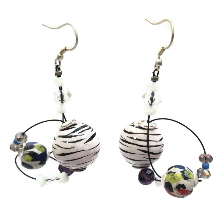 Earrings Drop earrings 4 cm - Zebra - Splash Babachic by Moodywood