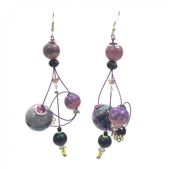 Earrings Rosace earrings 7 cm - Purple - Splash Babachic by Moodywood