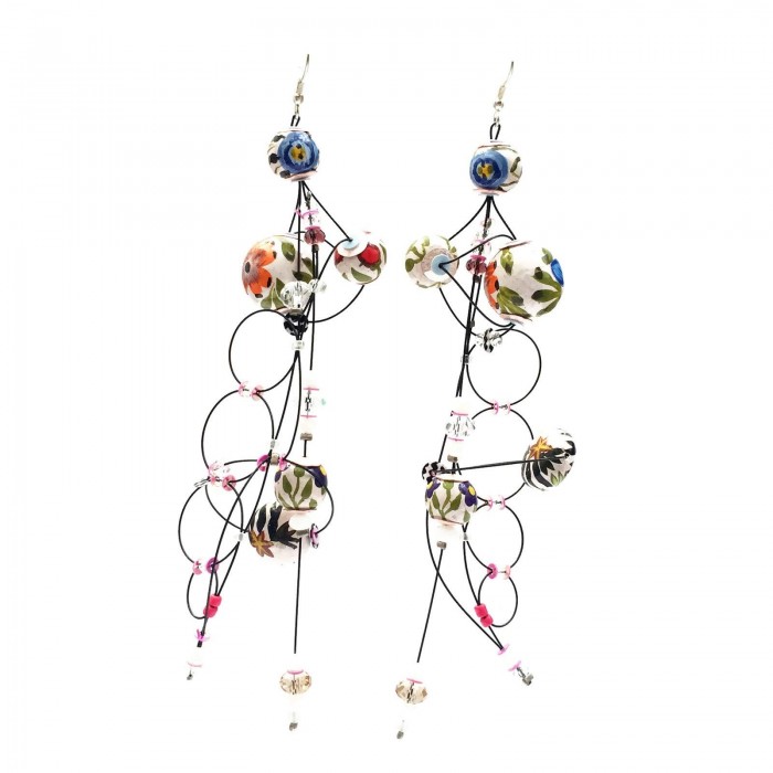 Earrings Torsade earrings 16 cm - Flower - Splash Babachic by Moodywood