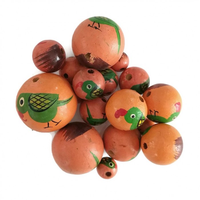 Animals Wooden beads - Parrot - Green and salmon Babachic by Moodywood