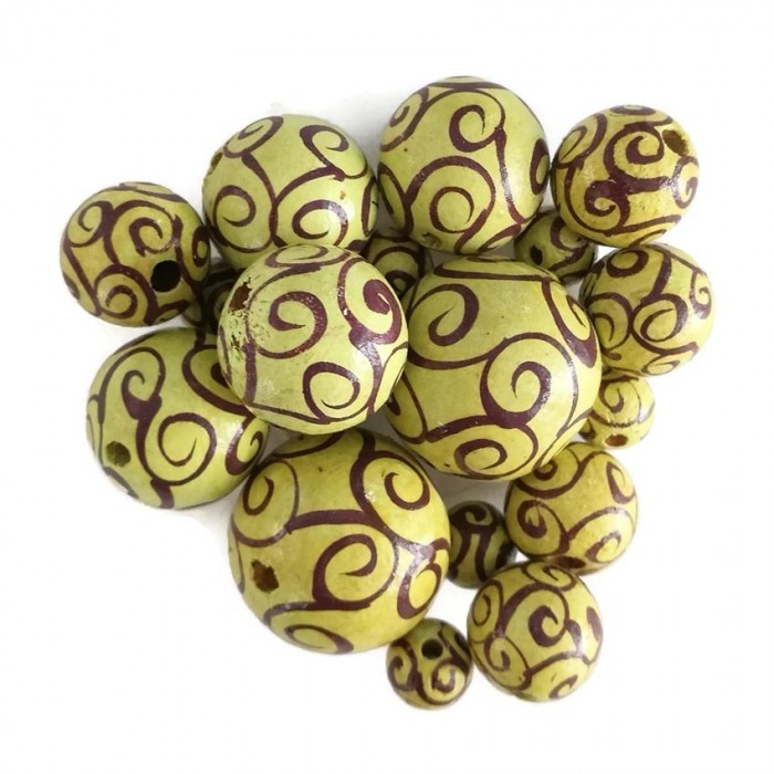 Spirales Perles en bois - Spirales - Jaune et aubergine Babachic by Moodywood