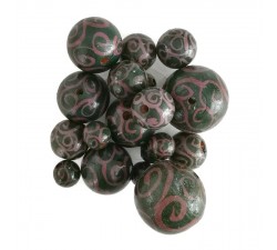 Twirls Wooden beads - Twirls - Eggplant and green Babachic by Moodywood