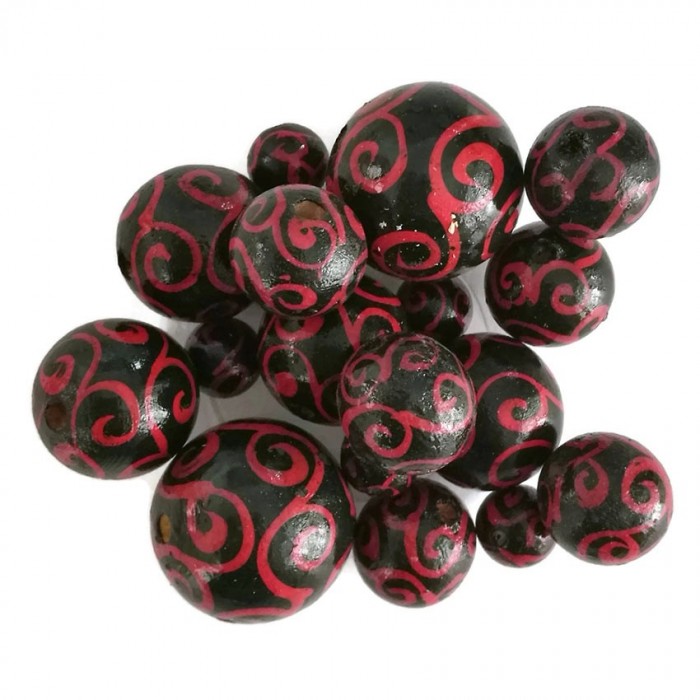 Twirls Wooden beads - Twirls - Black and red Babachic by Moodywood