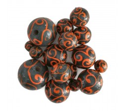 Spirales Perles en bois - Spirales - Gris et orange Babachic by Moodywood