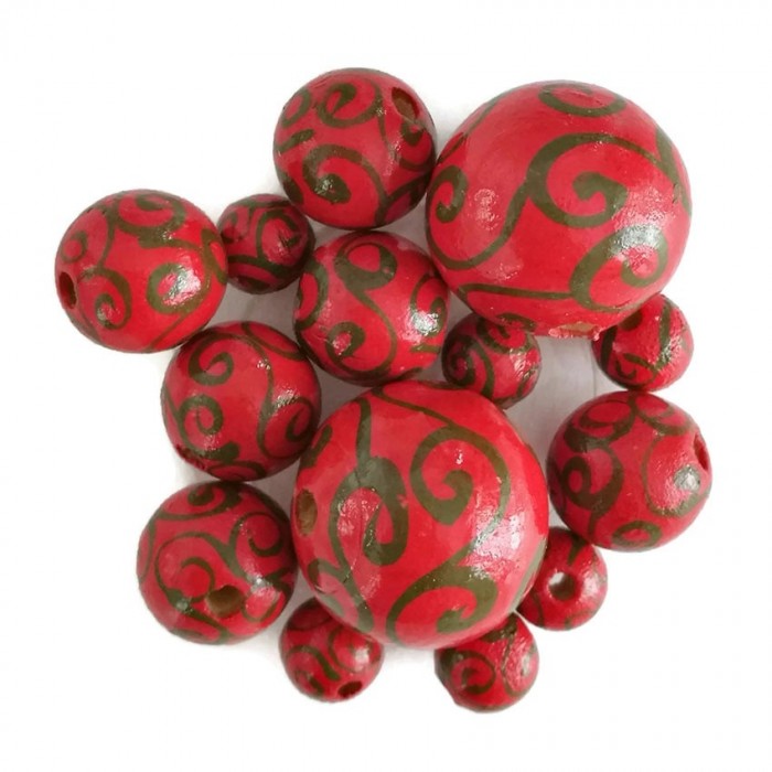 Spirales Perles en bois - Spirales - Rouge Babachic by Moodywood