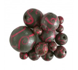 Twirls Wooden beads - Twirls - Pink and grey Babachic by Moodywood