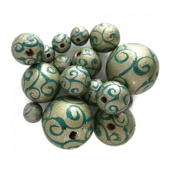Twirls Wooden beads - Twirls - Silver Babachic by Moodywood