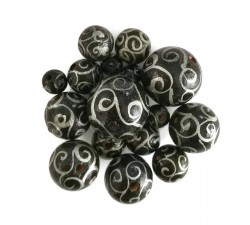 Twirls Wooden beads - Twirls - Black and silver Babachic by Moodywood