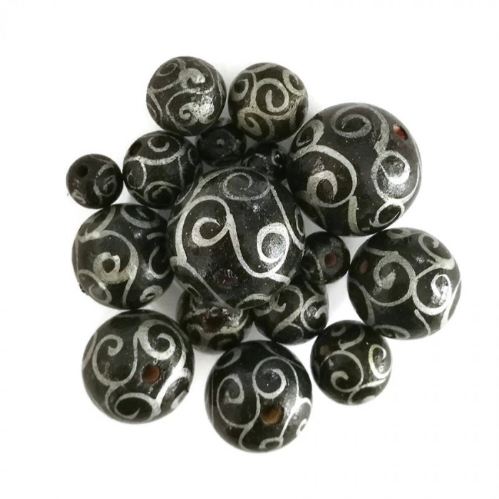 Spirales Perles en bois - Spirales - Noir et argenté Babachic by Moodywood