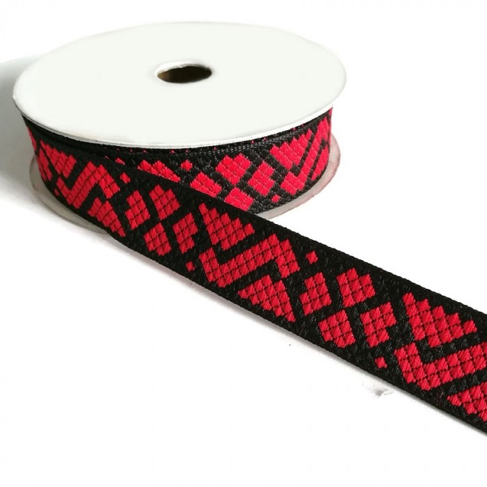 Ribbons Ribbon Tetris - Black and red - 25 mm
