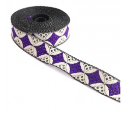 Ribbons Woven ribbon - Galactica - Purple and white - 30 mm
