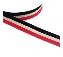 Rubans Galon tissé - Rayures - Rouge, noir et doré - 18 mm babachic