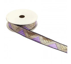 Rubans Ruban graphique - Delta - Mauve et doré - 20 mm babachic