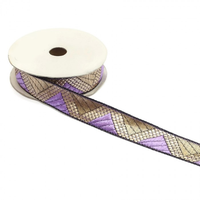Ribbons Graphic braid - Delta - Light purple and golden - 20 mm babachic