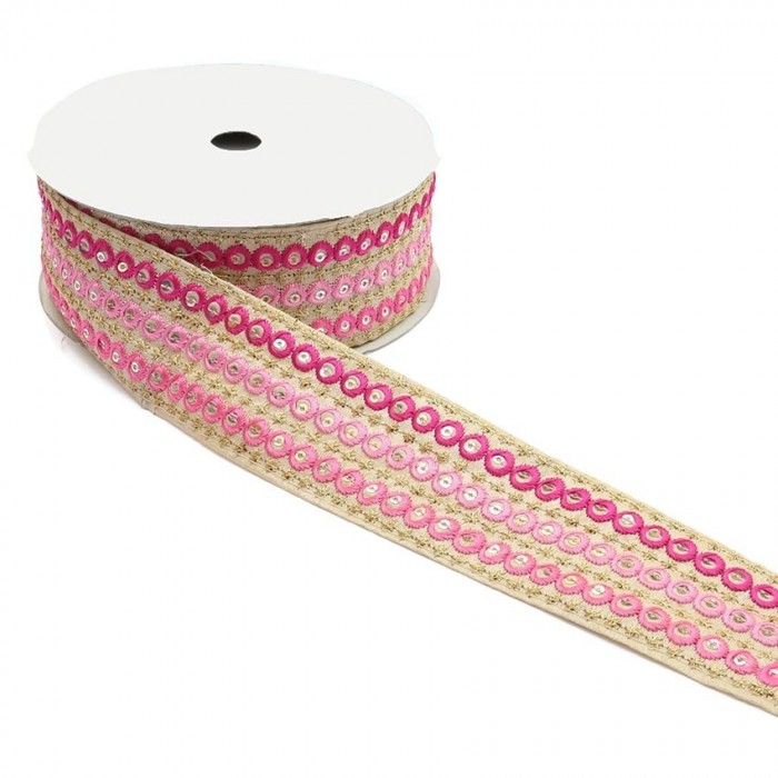 Embroidery Graphic embroidery - Chain - Pink - 45 mm babachic
