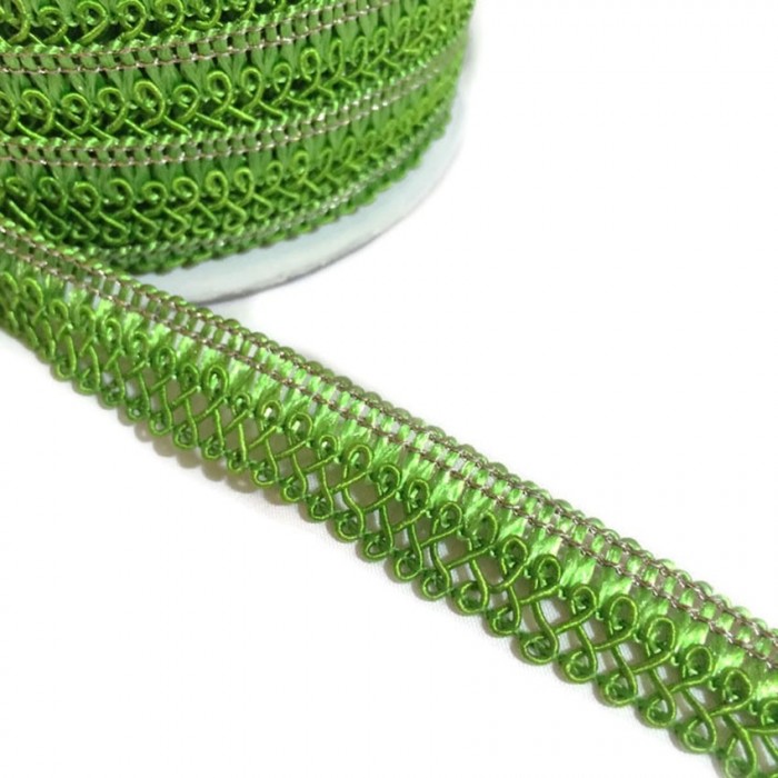 Braid Satiny ribbon - Floor key - Green - 15 mm