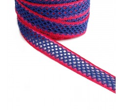 Dentelles Ruban dentelle - Bleu et fuchsia - 20 mm