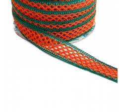 Dentelles Ruban dentelle - Orange et vert - 20 mm