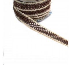 Dentelles Ruban dentelle - Marron et beige - 20 mm