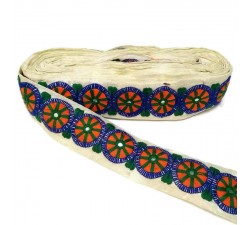 Broderies Broderie - Trivial - Bleu, orange et vert - 50 mm babachic