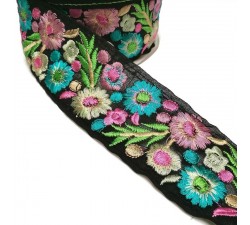 Broderies Broderie Indienne - Estivale - Rose, bleu et noir - 55 mm babachic
