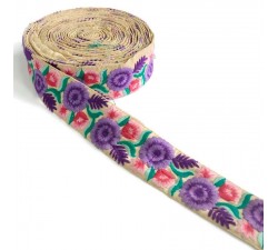 Broderies Broderie - Volubilis - Violet, rose et vert - 50 mm babachic