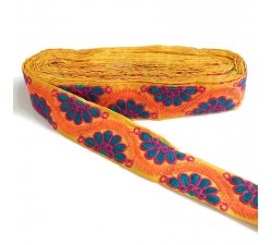 Broderies Broderie indienne - Bohême - Bleu, rose, orange et jaune - 45 mm babachic