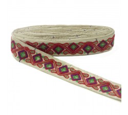 Embroidery Ethnic embroidery - Jungle - Red, brown, blue, green and beige - 45 mm