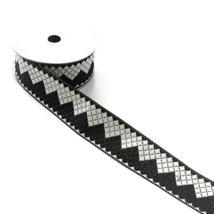 Ribbons Zigzag ribbon - Black and white - 40 mm