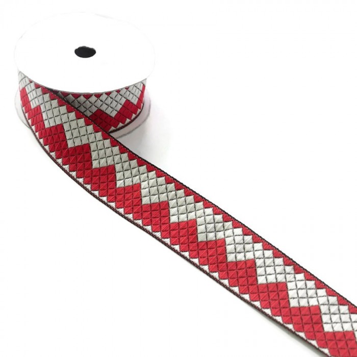 Rubans Ruban zigzag - Rouge et blanc - 40 mm