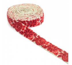 Bordado Bordado bohemio - Dúo de flores - Rojo - 40 mm babachic